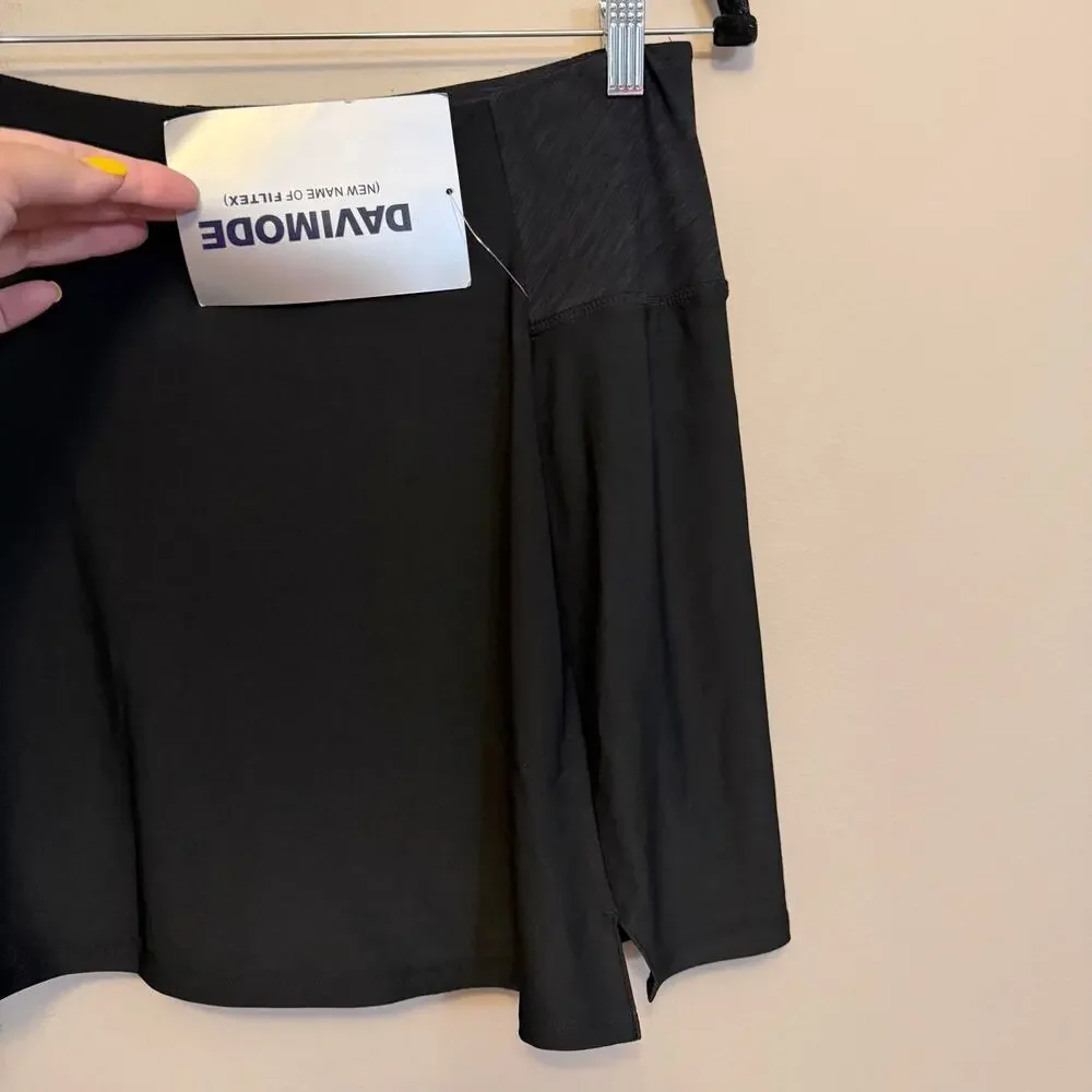 Davimode Skort Skirt M Black Athletic Performance Tennis Golf Activewear Gym NEW